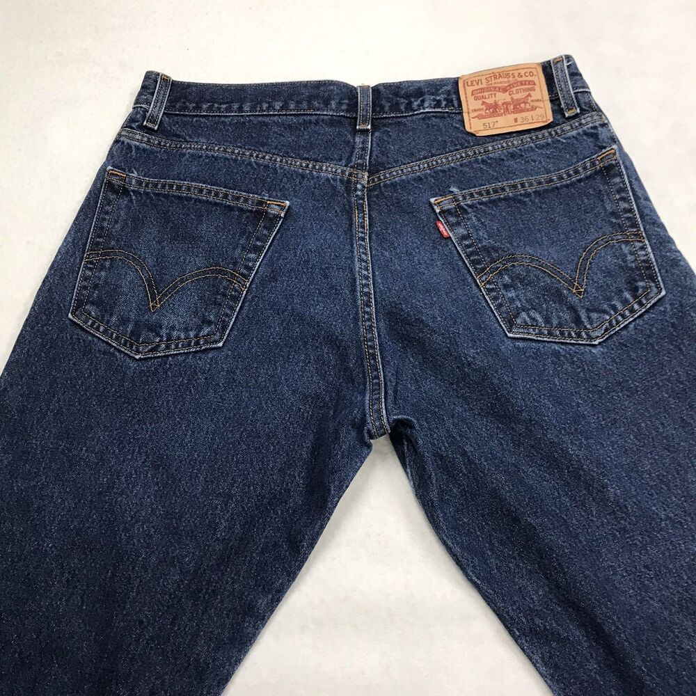Y2K LEVIS 517 Boot Cut Jeans Men 34x28 (36/29 tag) Dark Wash Denim Blue Cowboy - Picture 5 of 15